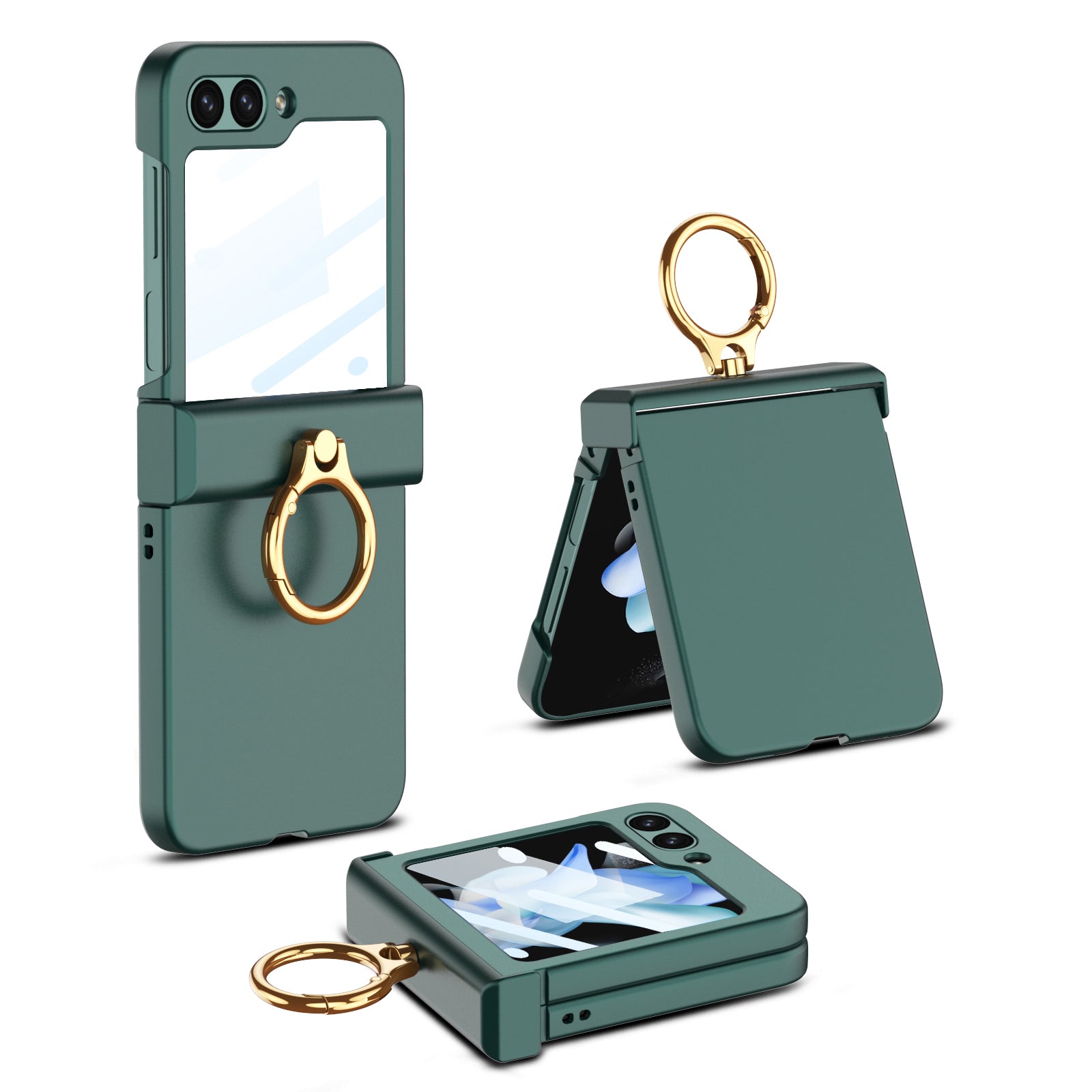GKK til Samsung Galaxy Z Flip5 5G Hængselbeskyttelse Telefon Case Hard PC Kickstand Cover med lille skærm film GKK til Samsung Galaxy Z Flip5 5G Hængselbeskyttelse Telefon Case Hard PC Kickstand Cover med lille skærm film